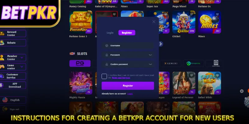 Instructions for creating a BETKPR account for new users