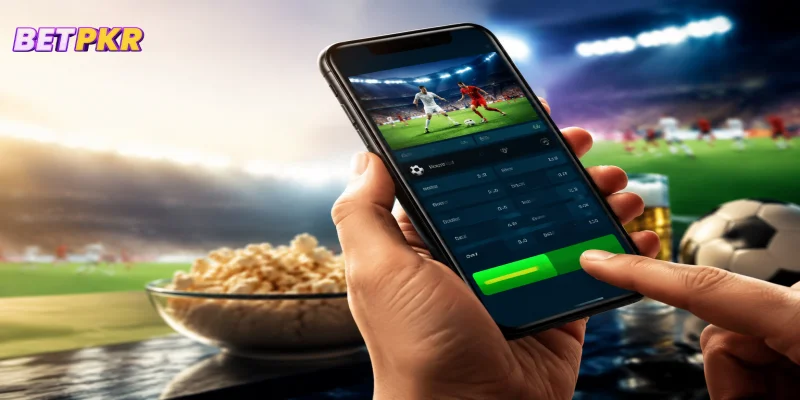 A mobile screen displaying live sports odds and cash out options on BETPKR.